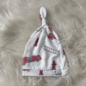 Cozy Fire Truck infant top knot hat